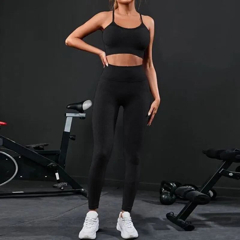 Workout 2 Pieces Tracksuit Seamless Yoga Set for Women