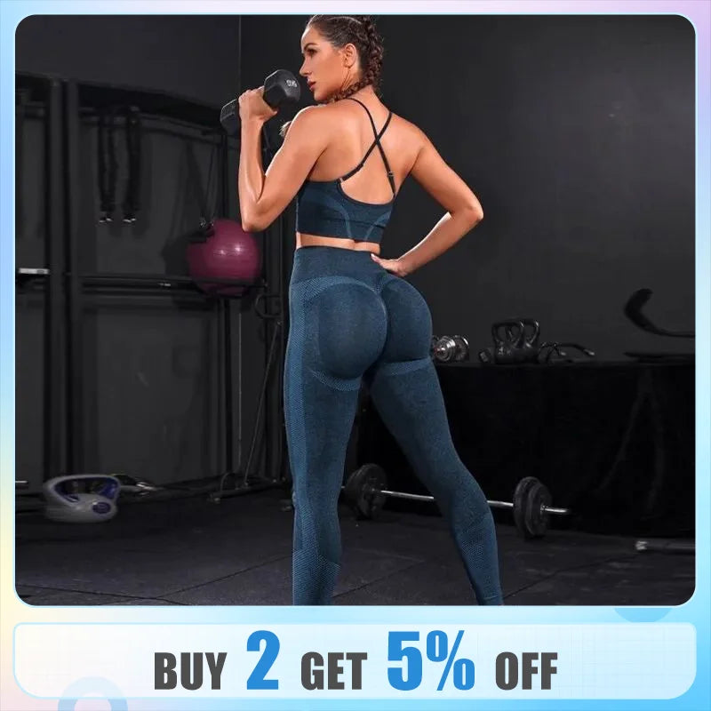 Workout 2 Pieces Tracksuit Seamless Yoga Set for Women