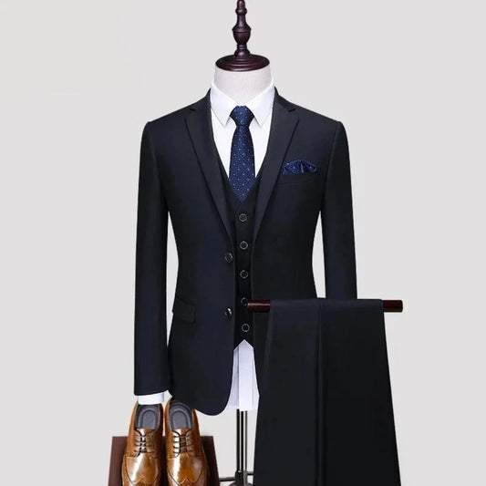 Men's Blazer Vest Pants Suit Set for Formal Occasions