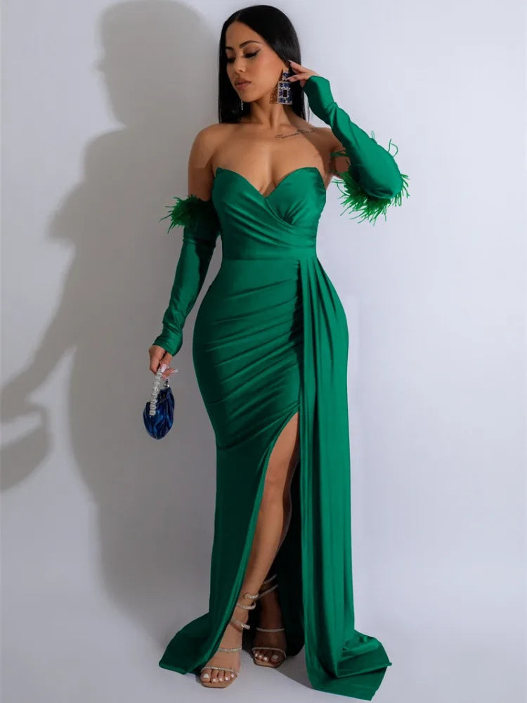 Women's Elegant Party Formal Mermaid Wedding Dinner Strapless Dress