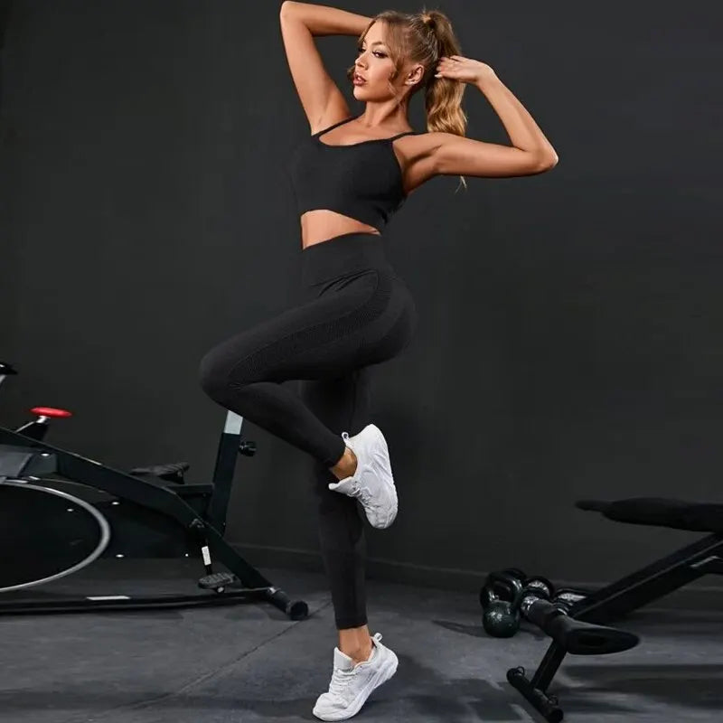 Workout 2 Pieces Tracksuit Seamless Yoga Set for Women