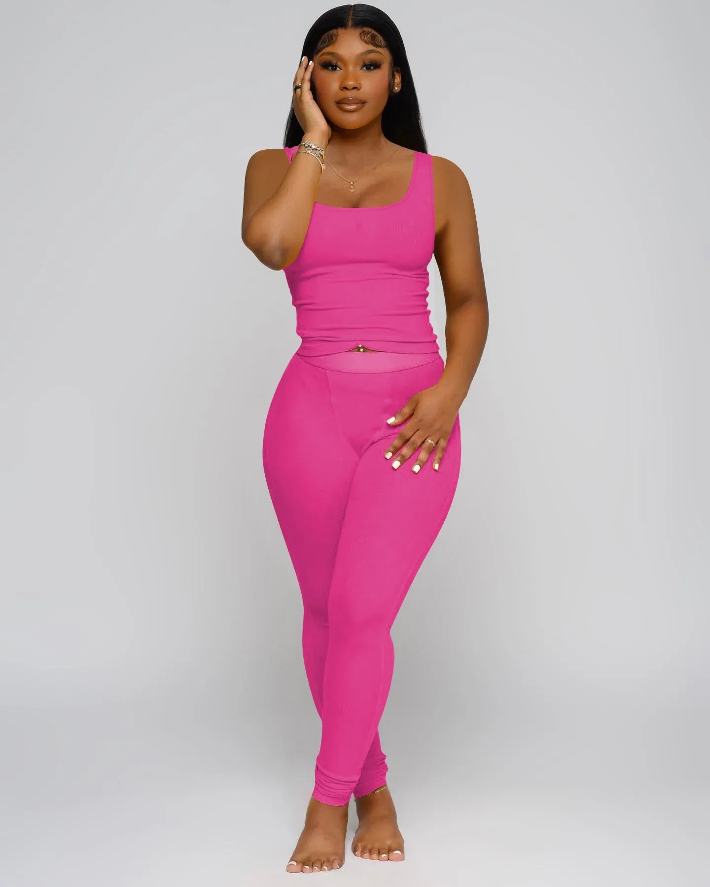 Fashionable Screw Thread Vest2-piece Set Cross-Border Women's Clothing