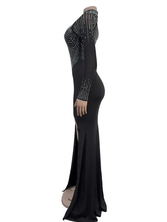 Woman Elegant Luxury Wedding Mesh See Through Patchwork Formal Dress