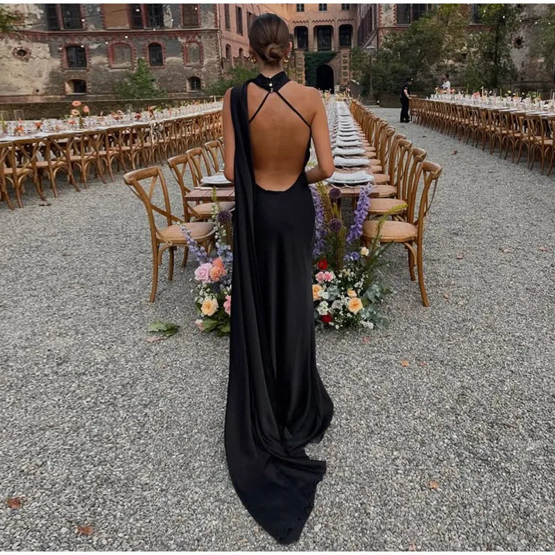 Off-Shoulder Sleeveless Backless Slim Female Maxi Summer Chic Dress