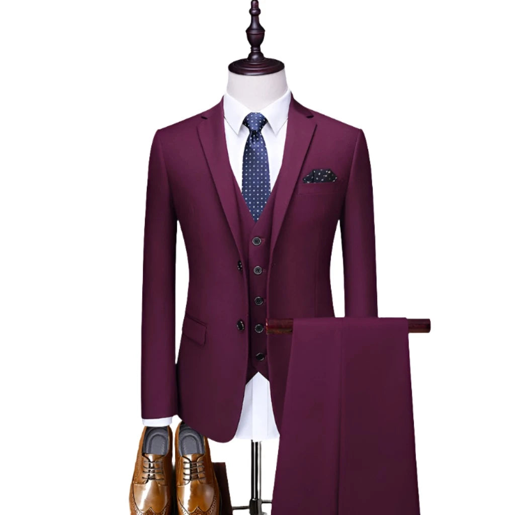 Men's Blazer Vest Pants Suit Set for Formal Occasions