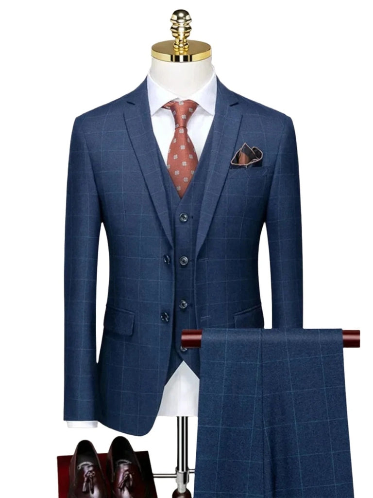 Blazer Vest Pants Luxury High-end Plaid Casual Business Suit Set