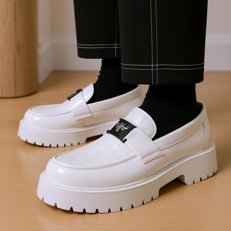 Men's Leather Thick-Sole Luxury Slip-On Loafers Comfortable Dress Shoe