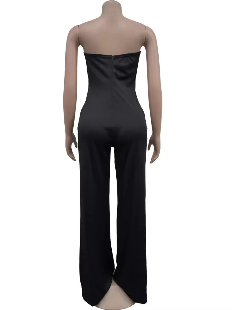 One Piece Outfits Beautiful Strapless Hollow Out Wide Leg Rompers