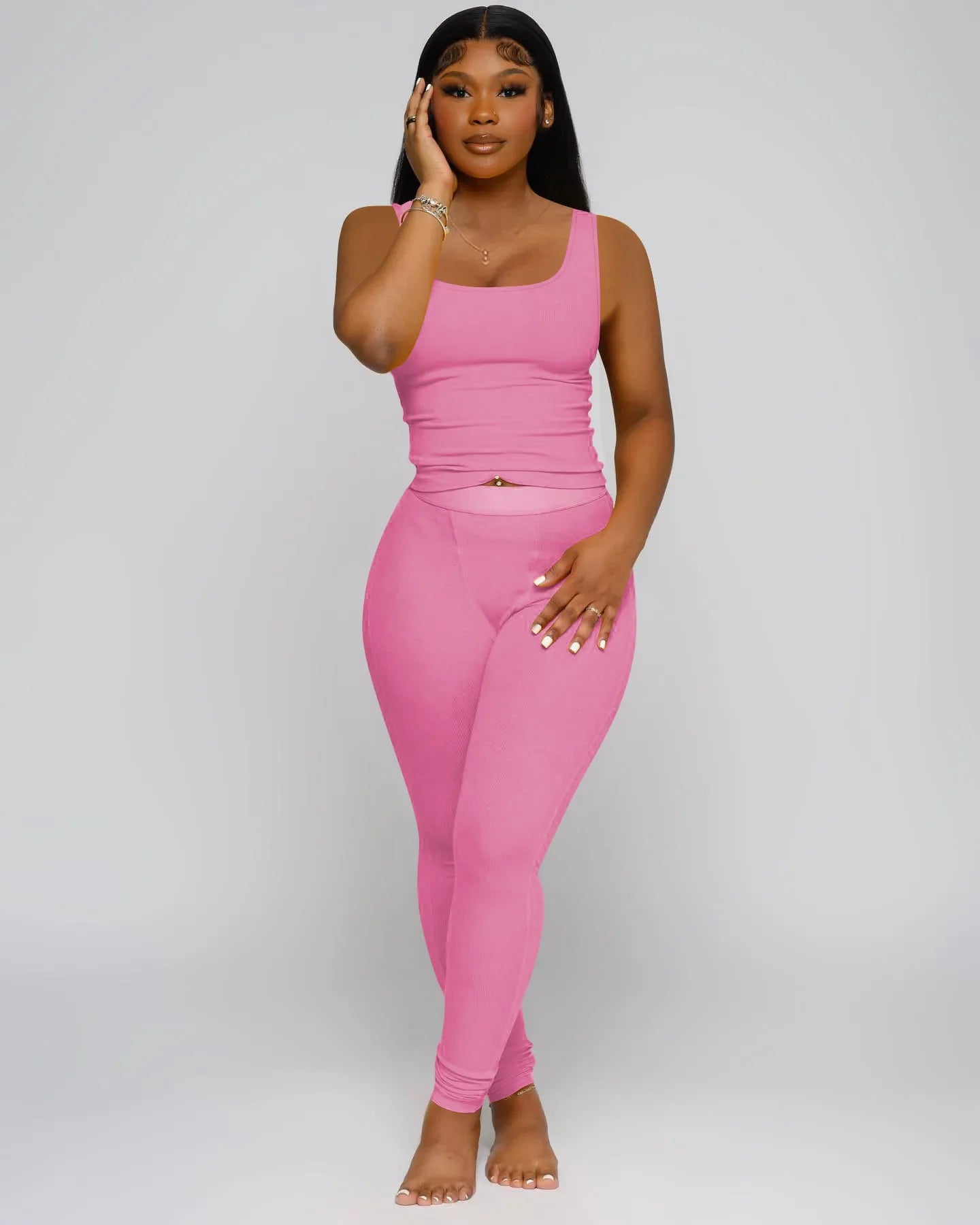 Fashionable Screw Thread Vest2-piece Set Cross-Border Women's Clothing