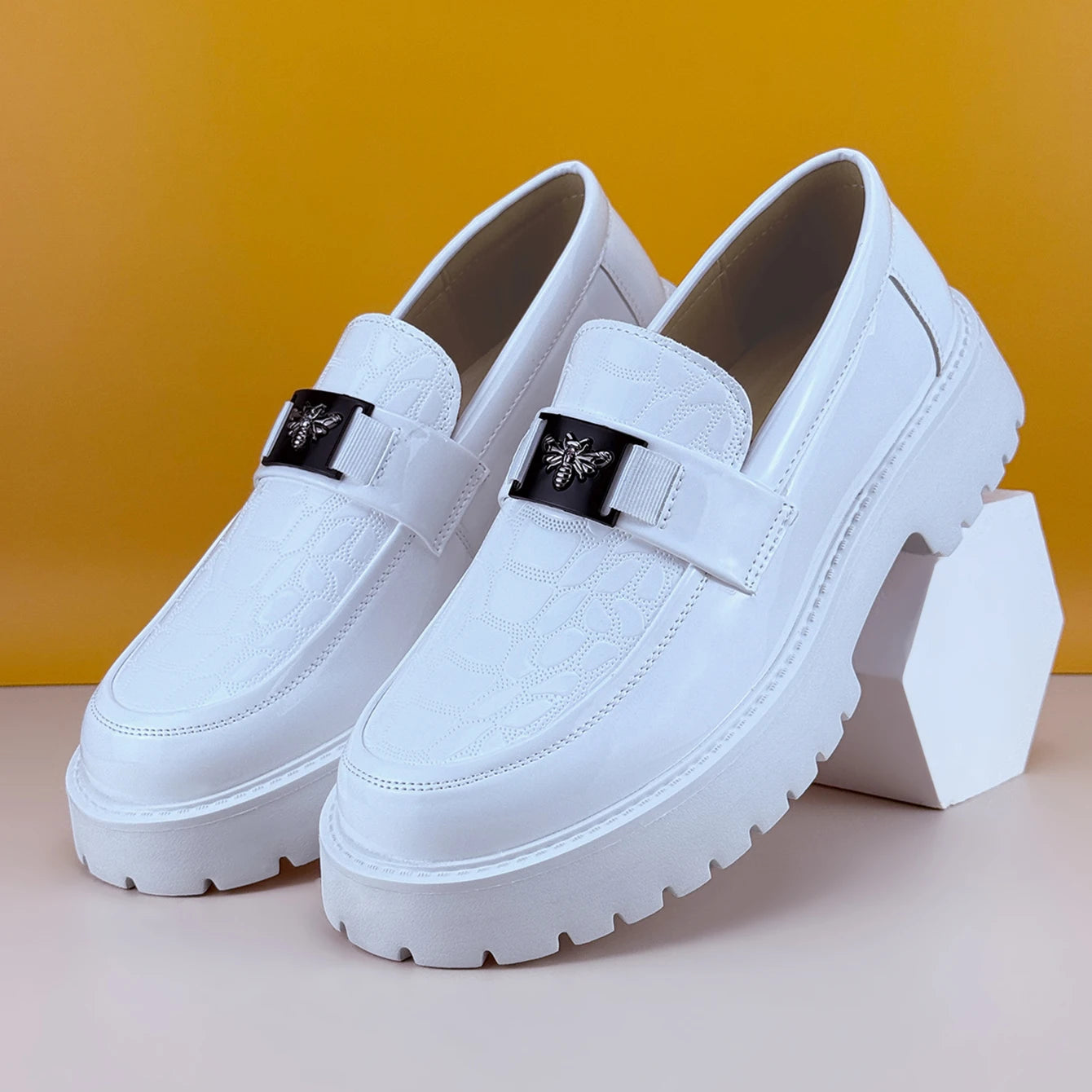 Men's Leather Thick-Sole Luxury Slip-On Loafers Comfortable Dress Shoe