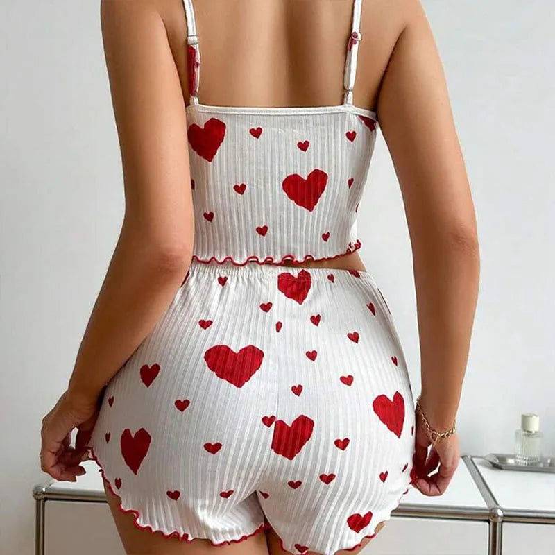 Women's Pajamas Set Sleepwear 2 PCS Short Tank Tops And Shorts Casual