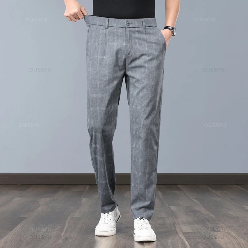 High-Quality Stretch Thin Pants Men Business Casual Formal Trousers