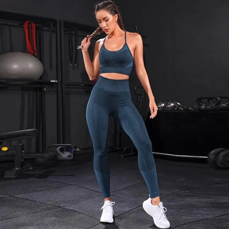 Workout 2 Pieces Tracksuit Seamless Yoga Set for Women