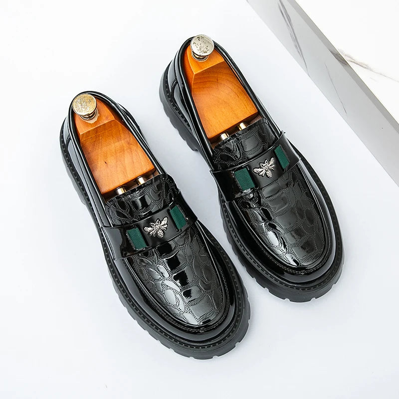 Men's Leather Thick-Sole Luxury Slip-On Loafers Comfortable Dress Shoe