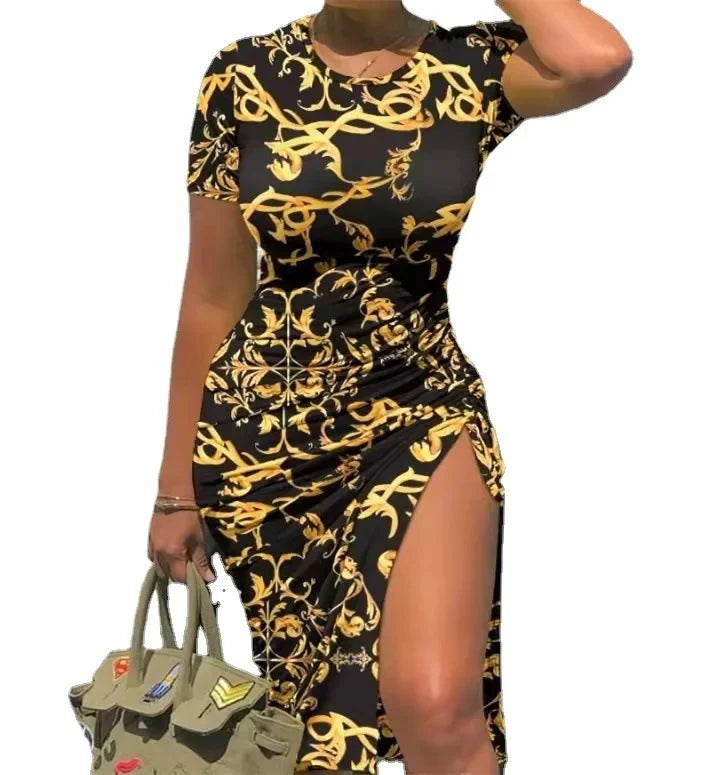 Women's Corduroy Drawstring Knee-Length Loose Waist round Neck Dress