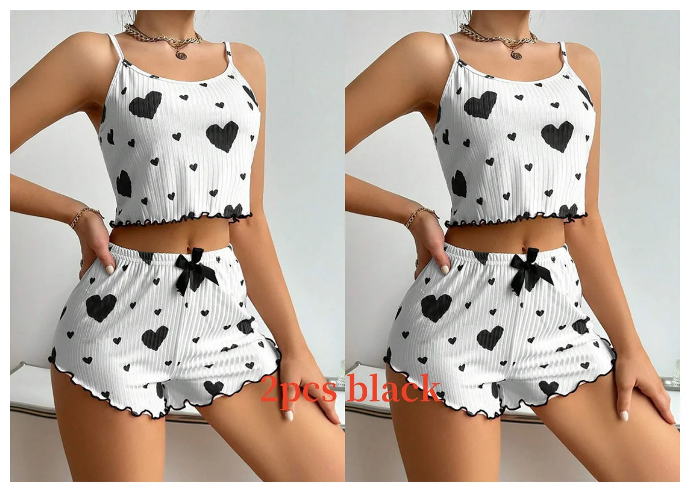 Women's Pajamas Set Sleepwear 2 PCS Short Tank Tops And Shorts Casual