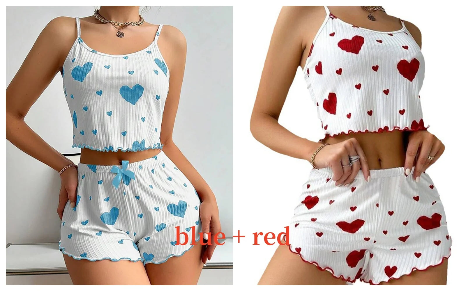 Women's Pajamas Set Sleepwear 2 PCS Short Tank Tops And Shorts Casual