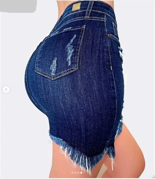 Women Fashion Denim Skirt Ripped Hip Distressed High Waist Jeans
