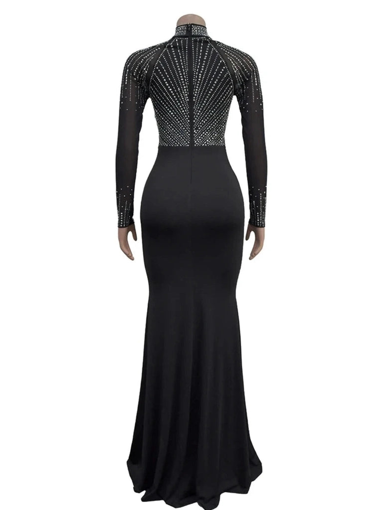 Woman Elegant Luxury Wedding Mesh See Through Patchwork Formal Dress