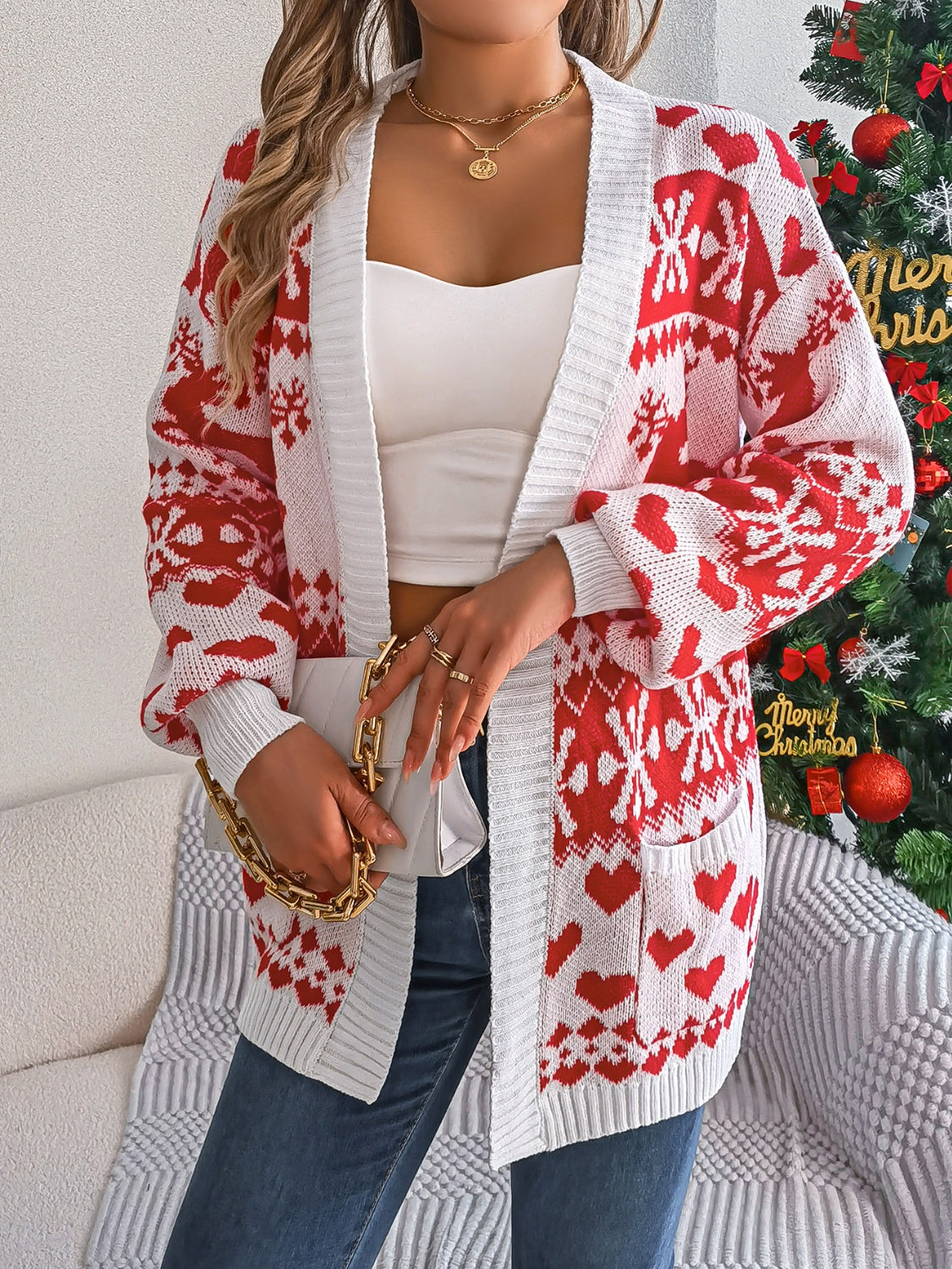 Stylish and Comfortable Pocketed Open Front Long Sleeve Cardigan