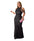 Woman wearing a black sequin dress on a white background