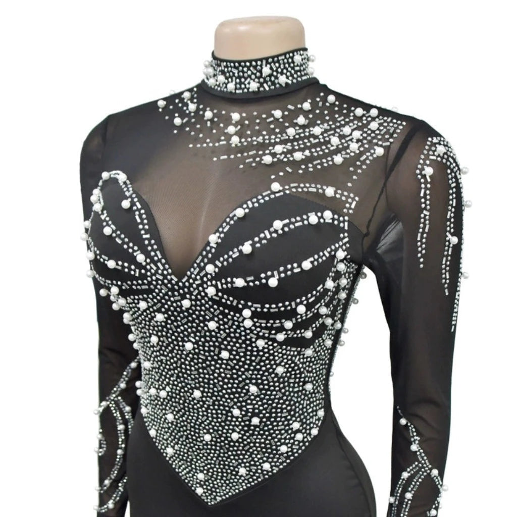 Women Diamonds Hot Rhinestones Maxi Dress Sexy Party Dresses