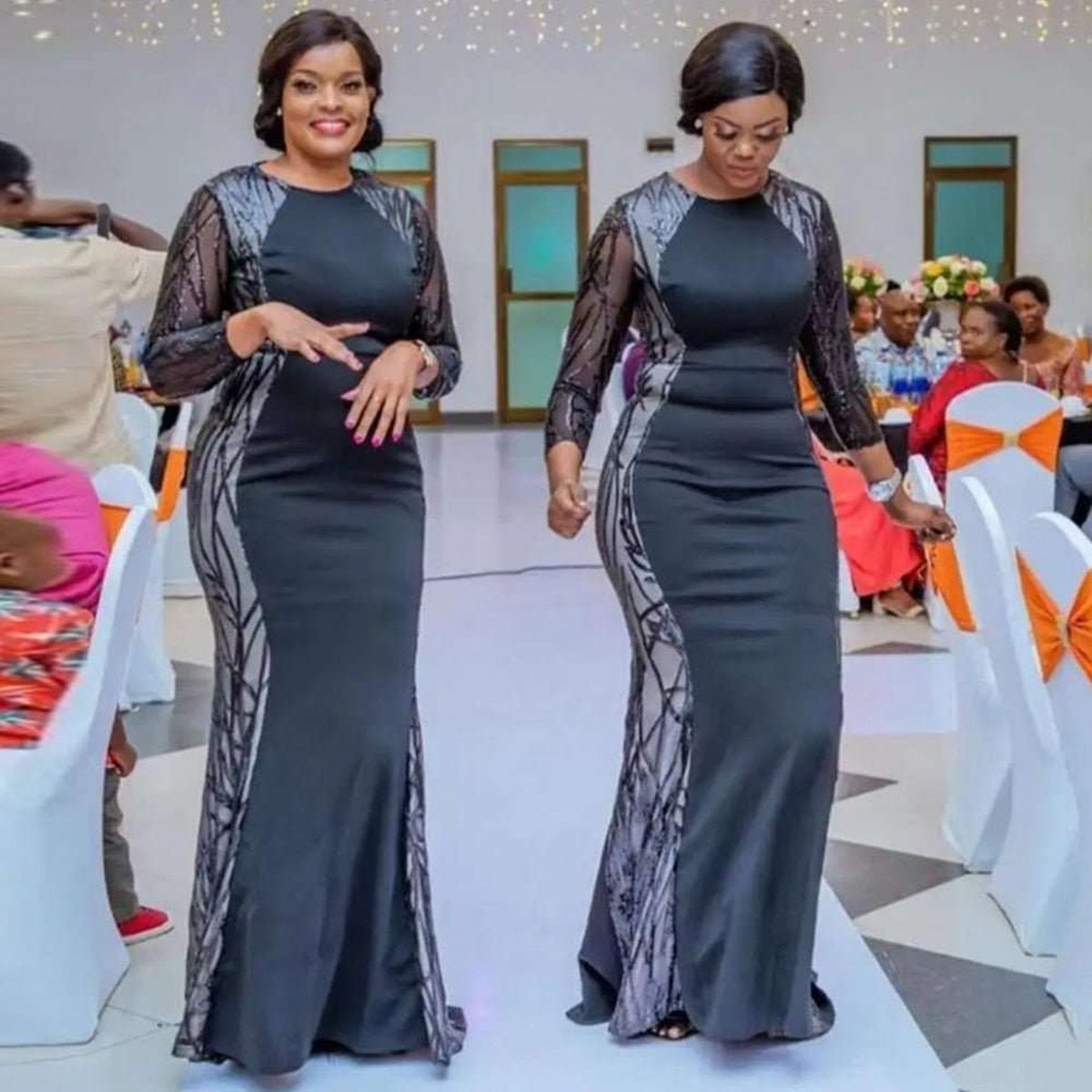 Women Evening Dresses Sequin Long Dress Ankara Dashiki