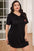 Women Plus Size Lace Trim V-Neck Short Sleeve Night Dress