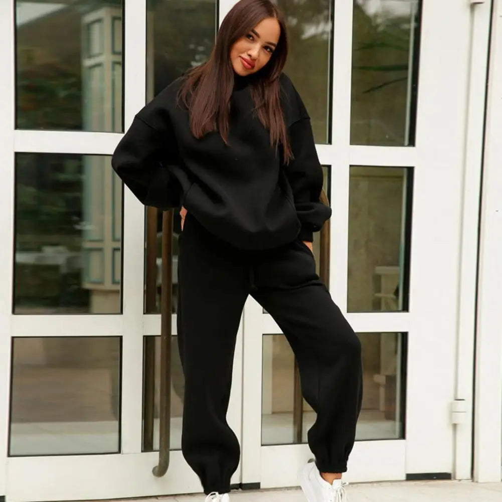 Women Two Piece Sets Tracksuit Hooded Sweatshirt Tops Sweatpants