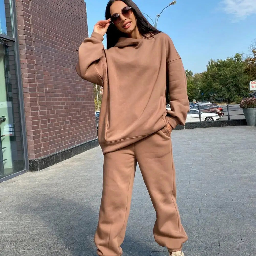 Women Two Piece Sets Tracksuit Hooded Sweatshirt Tops Sweatpants