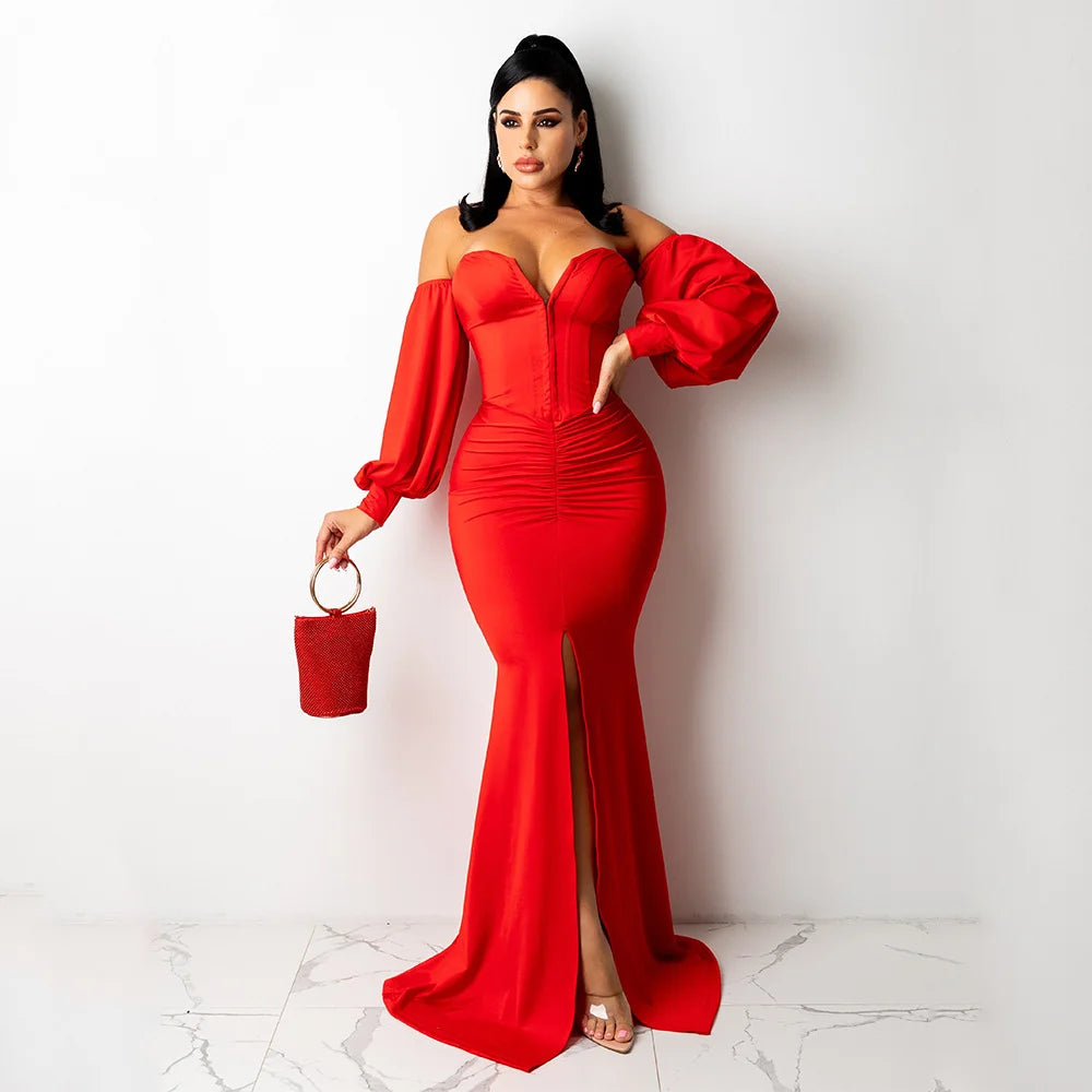 Women's Fashion Sexy Nightclub Long Dress One-piece Chest Wrap Style