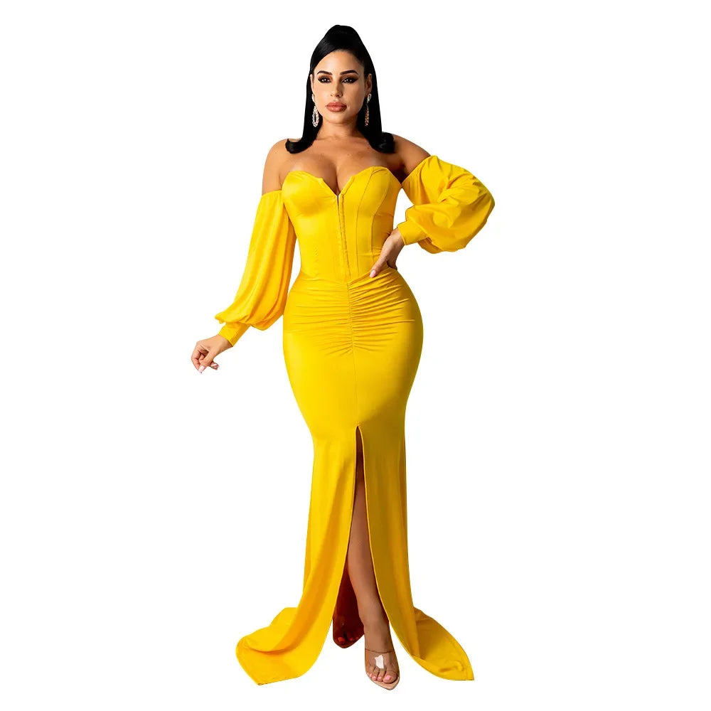 Women's Fashion Sexy Nightclub Long Dress One-piece Chest Wrap Style
