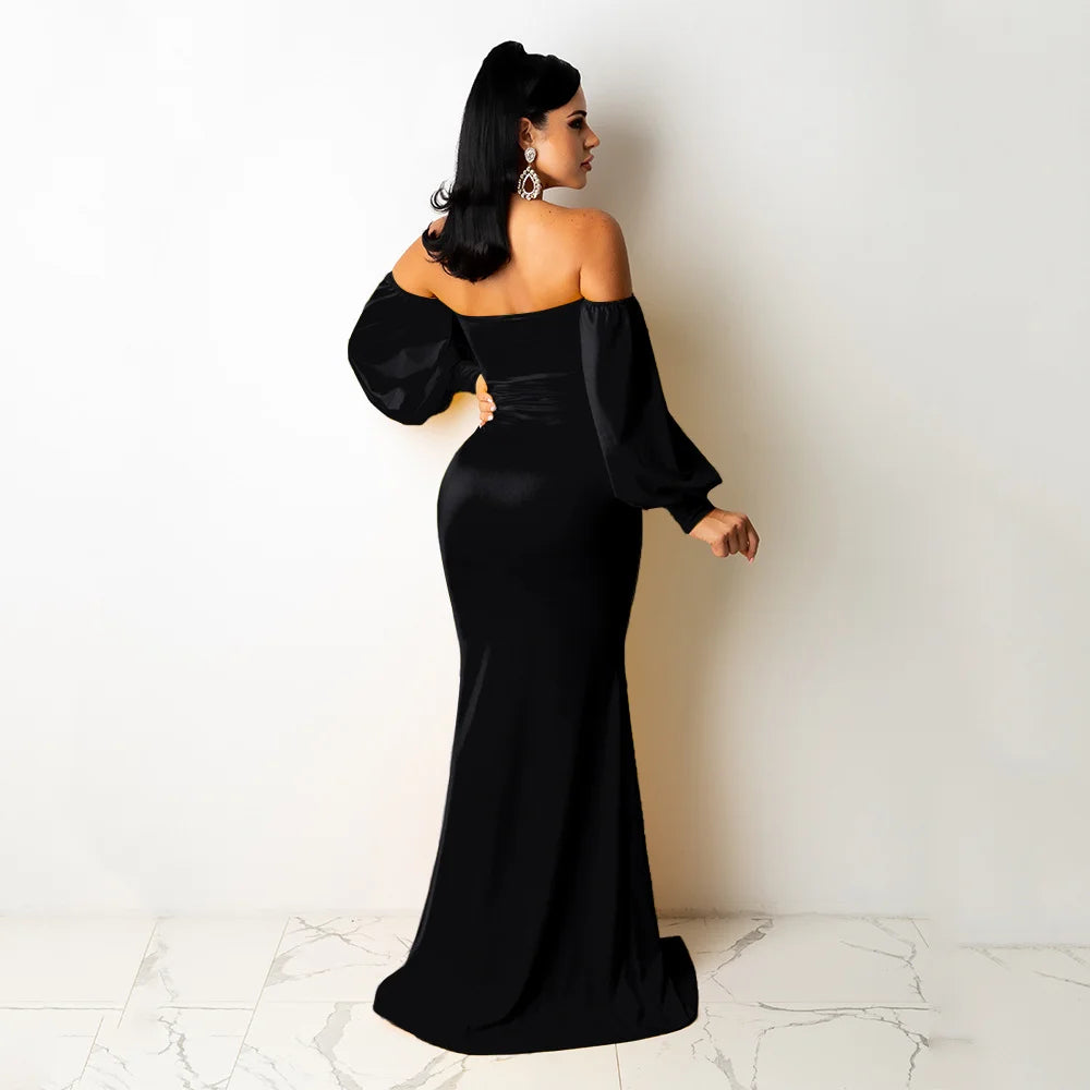 Women's Fashion Sexy Nightclub Long Dress One-piece Chest Wrap Style