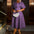 Women's Plus Size Rose Jacquard Flared Sleeve A-Line Short Dress