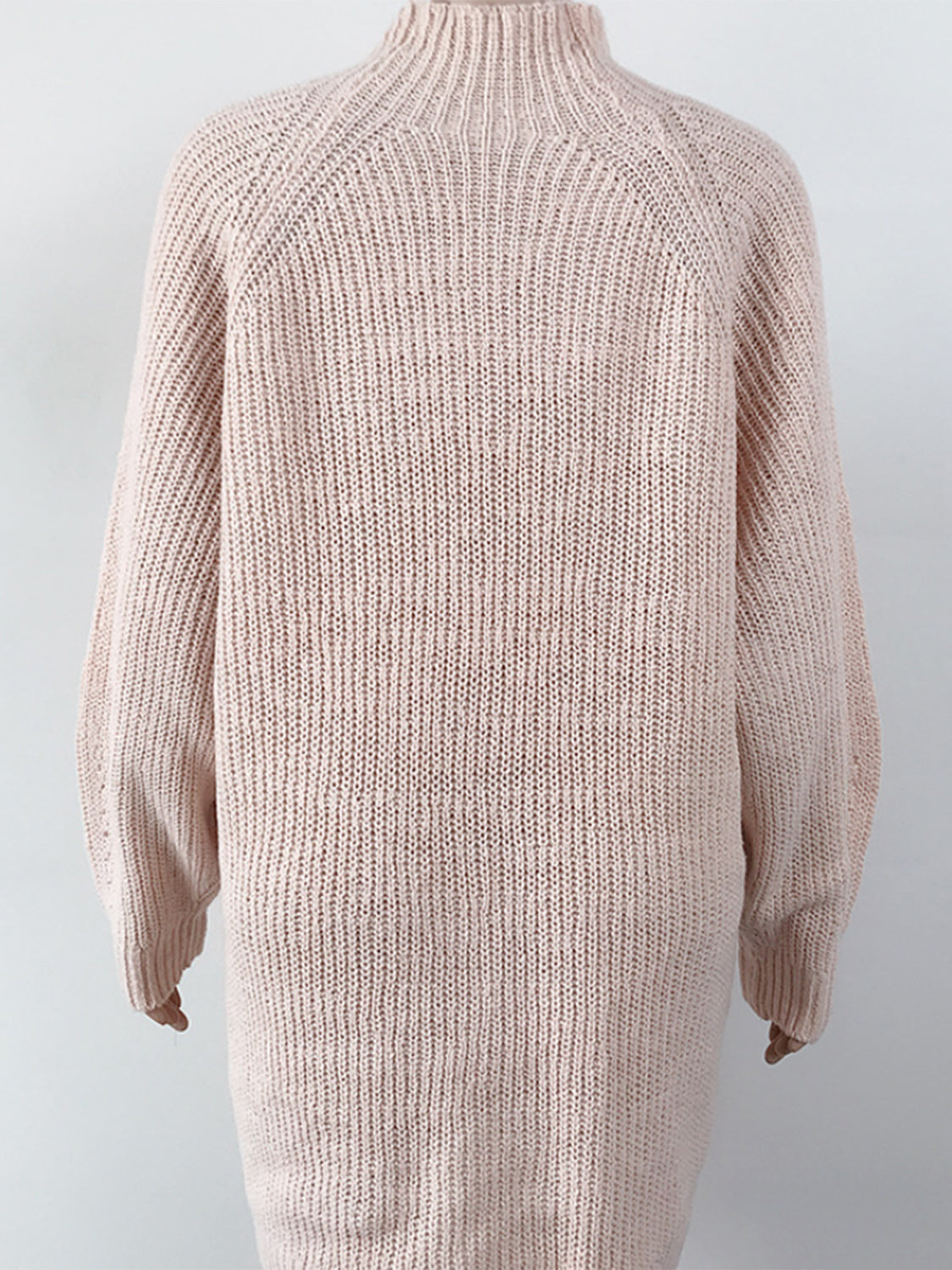 Warm and Fashionable Mock Neck Dropped Shoulder Sweater Dress
