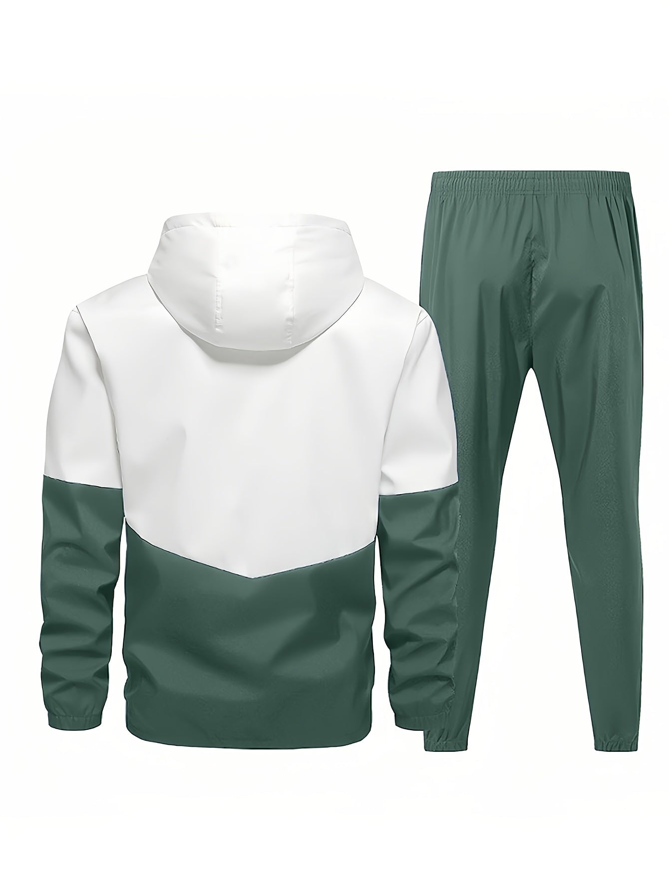 Men's 2-piece Sportswear Set, Hoodie Jacket And Solid Sports Pants