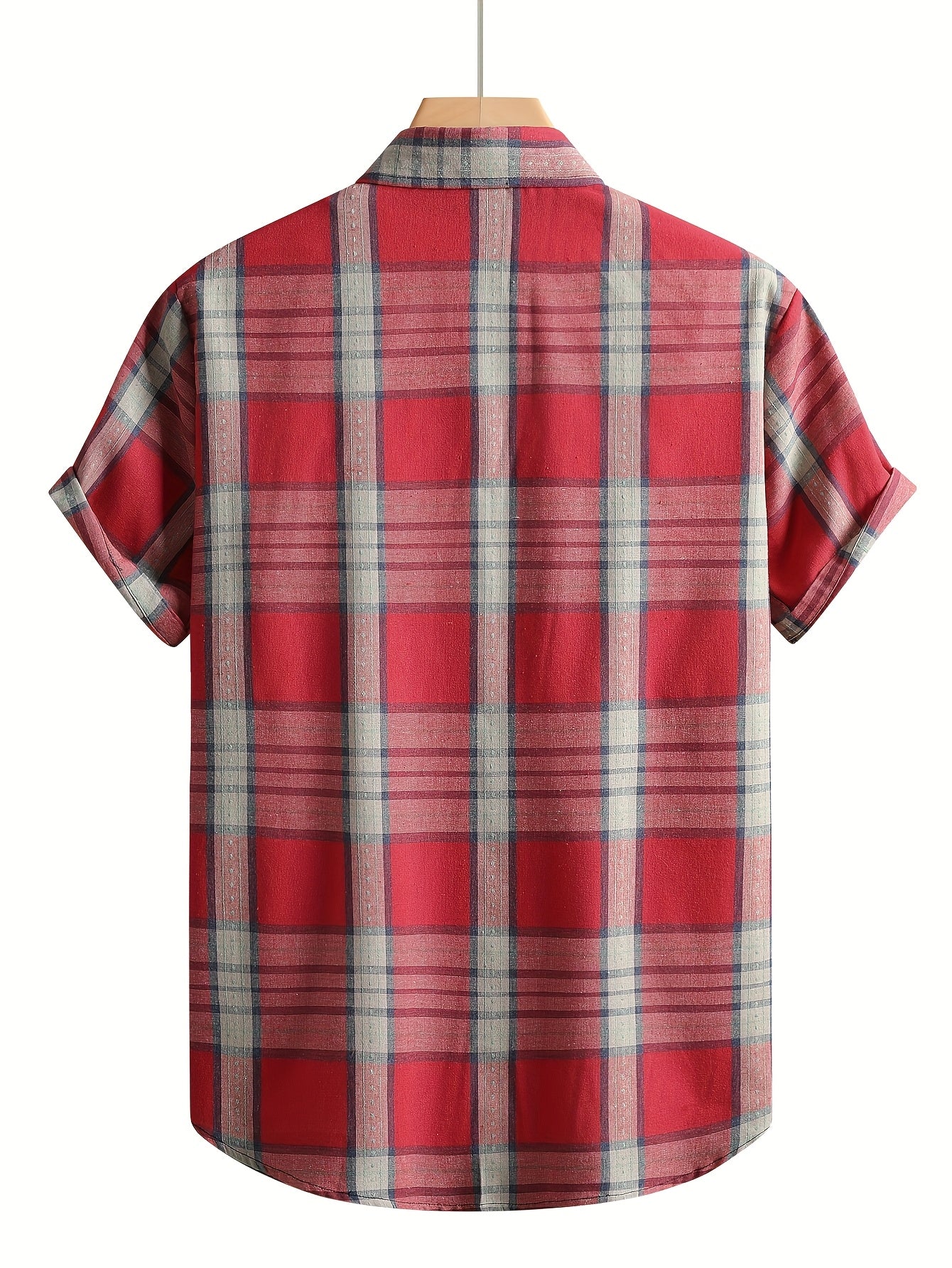 Plaid Casual Turn- Collar Shirt