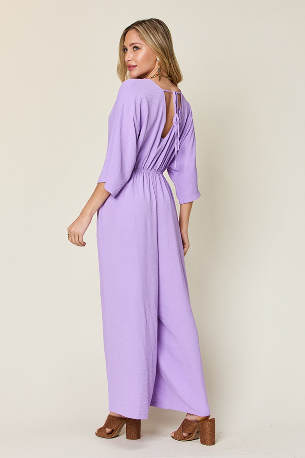 Chic Casual Full Size Half Sleeve Wide Leg Jumpsuit