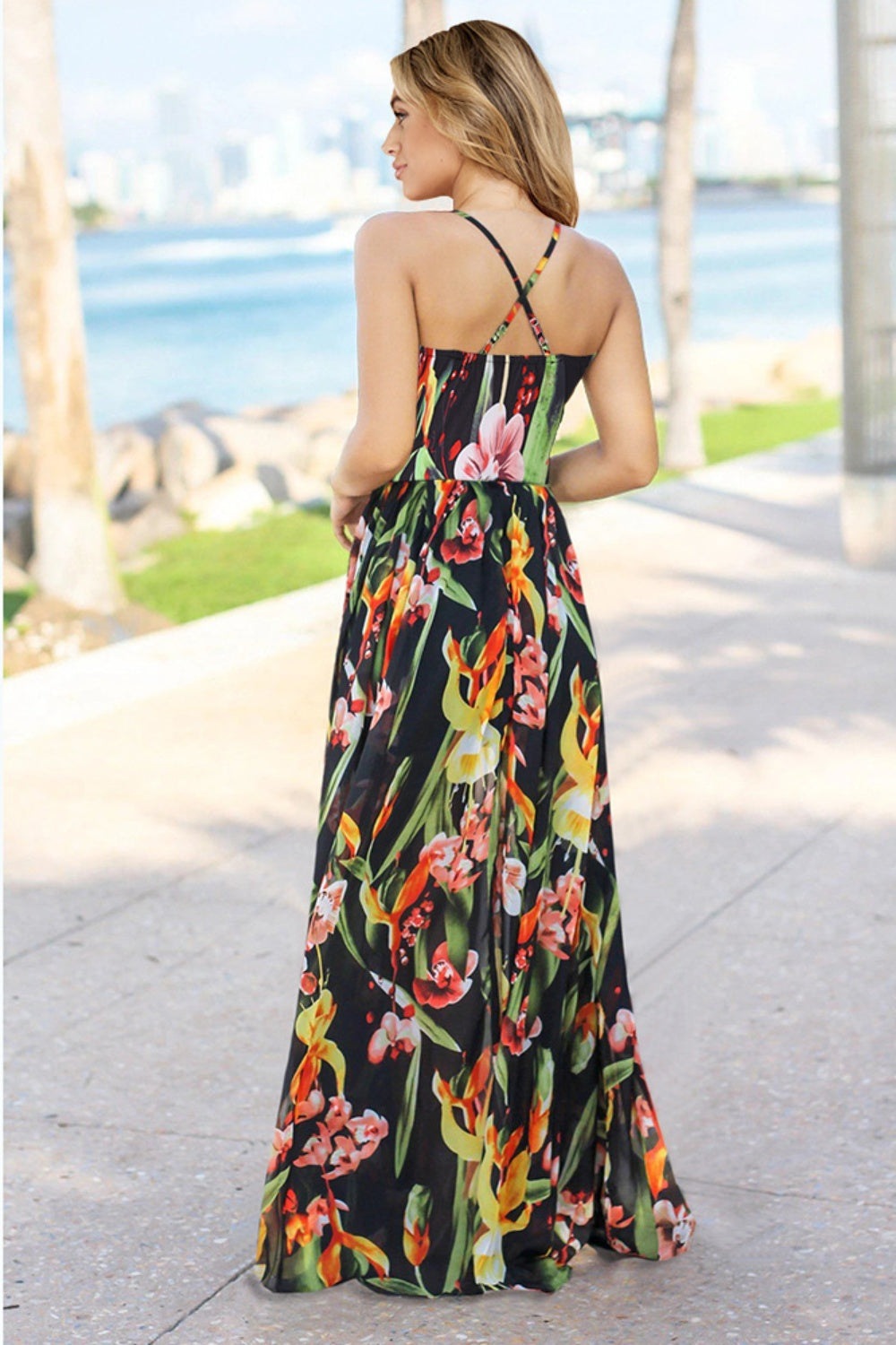 Crisscross Printed Surplice Cami Dress Women's Formal Sleeveless Dress