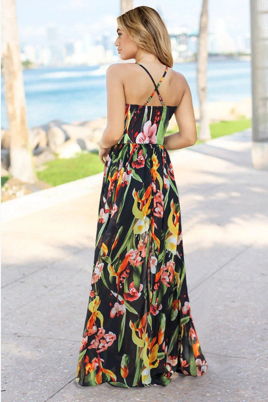 Crisscross Printed Surplice Cami Dress Women's Formal Sleeveless Dress