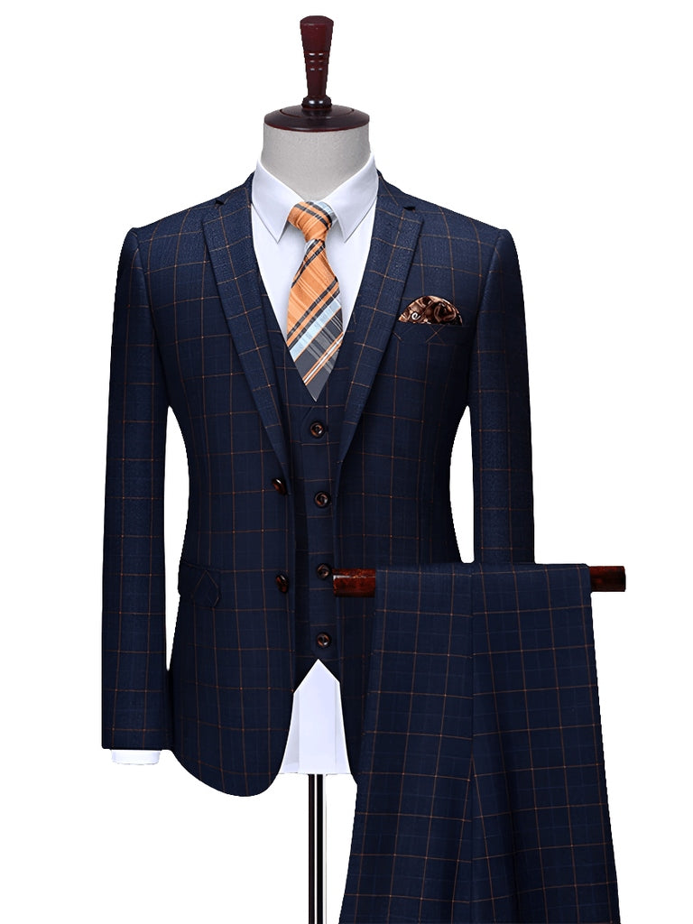Men's Three-Piece Slim Fit Bridegroom Wedding Suit Set