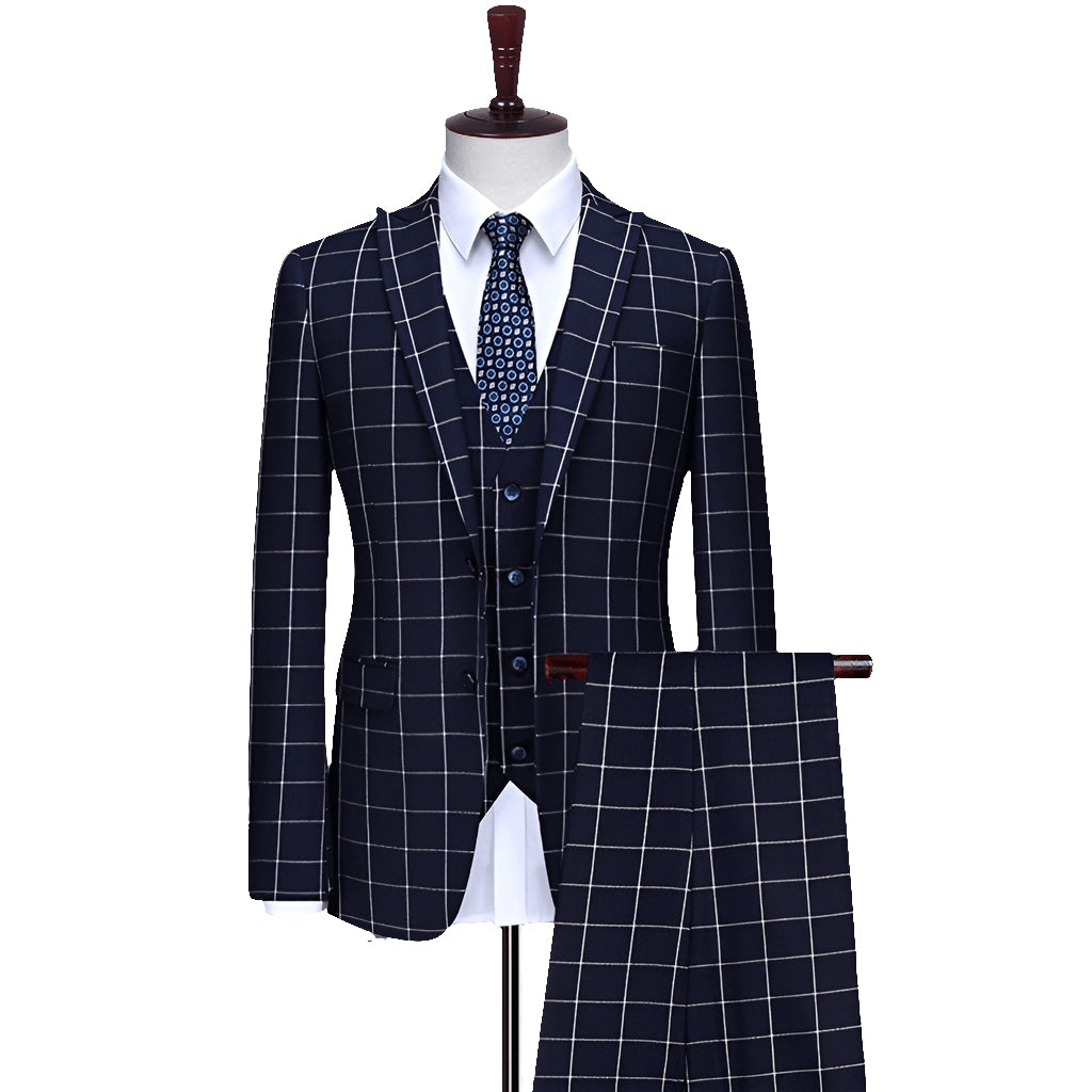 Men's Three-Piece Slim Fit Bridegroom Wedding Suit Set