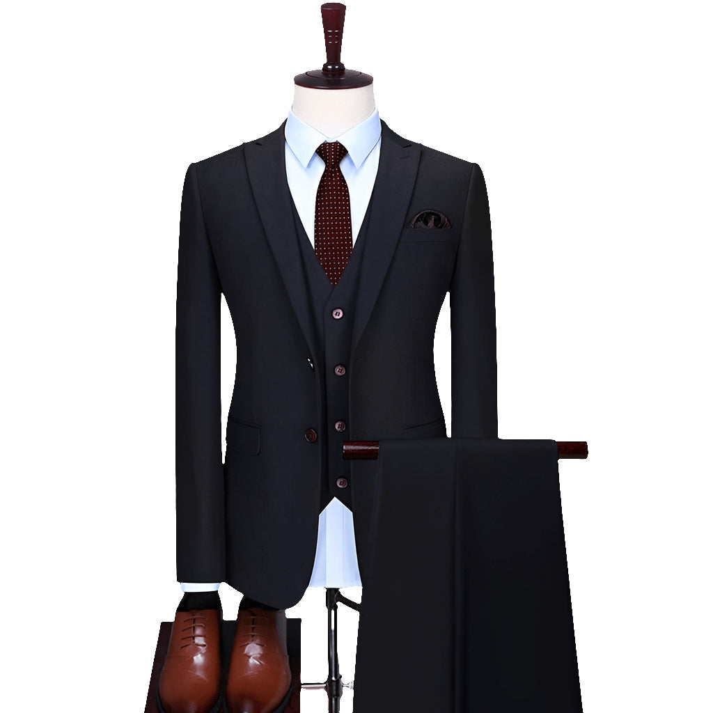 Men's Three-Piece Slim Fit Bridegroom Wedding Suit Set
