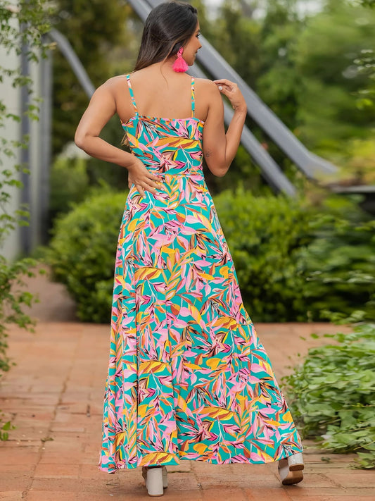 Women's Maxi Twisted Sleeveless Cutout V-Neck Long Cami Dress