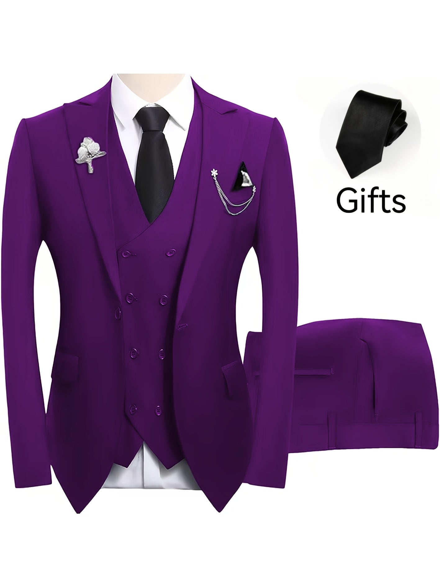 Men's 3-Piece Suit Set (Suit Jacket + Vest + Pants, with a Tie) Slim Fit Tailcoat