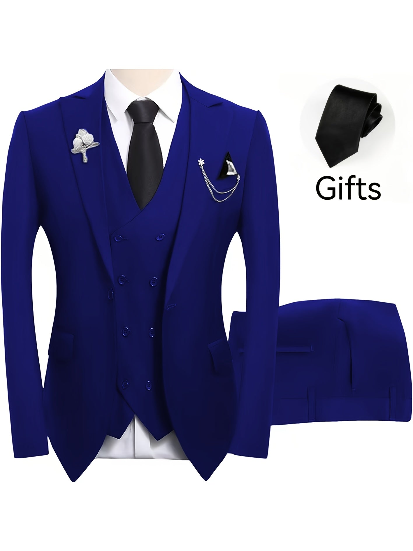 Men's 3-Piece Suit Set (Suit Jacket + Vest + Pants, with a Tie) Slim Fit Tailcoat
