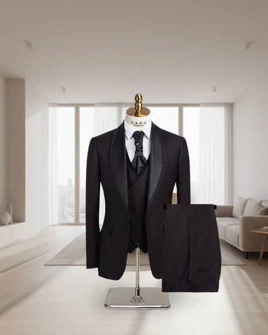 Black tuxedo suit on a mannequin