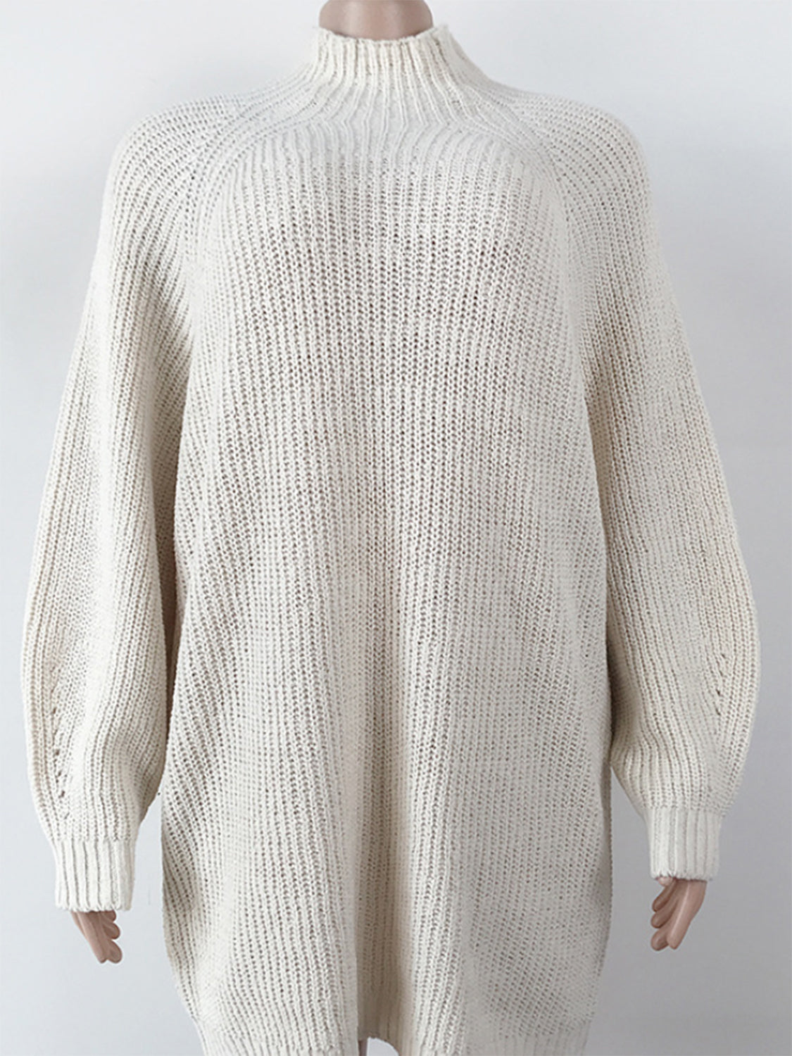 Warm and Fashionable Mock Neck Dropped Shoulder Sweater Dress