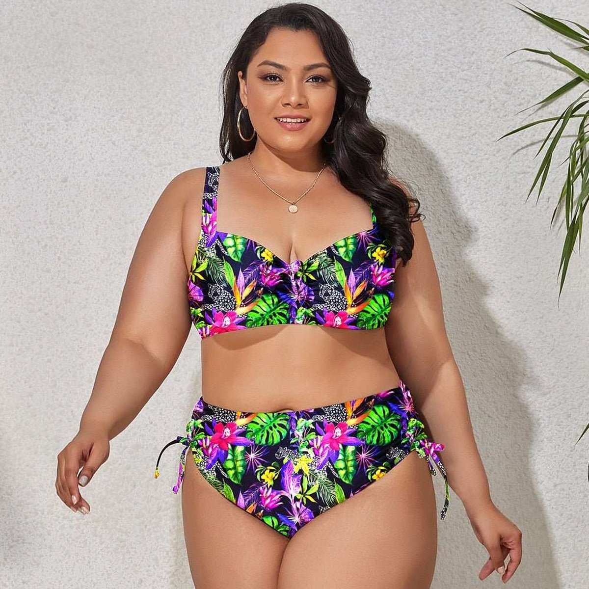 Curves Plus Size Two-Piece Push-Up Bikini Set for Women