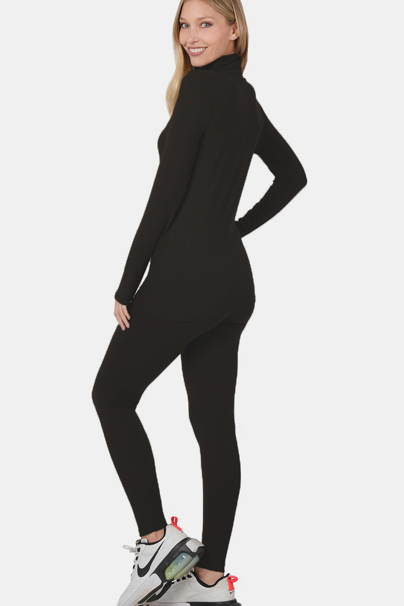 Women Full Size Turtleneck Top and Leggings Lounge Outfit Set